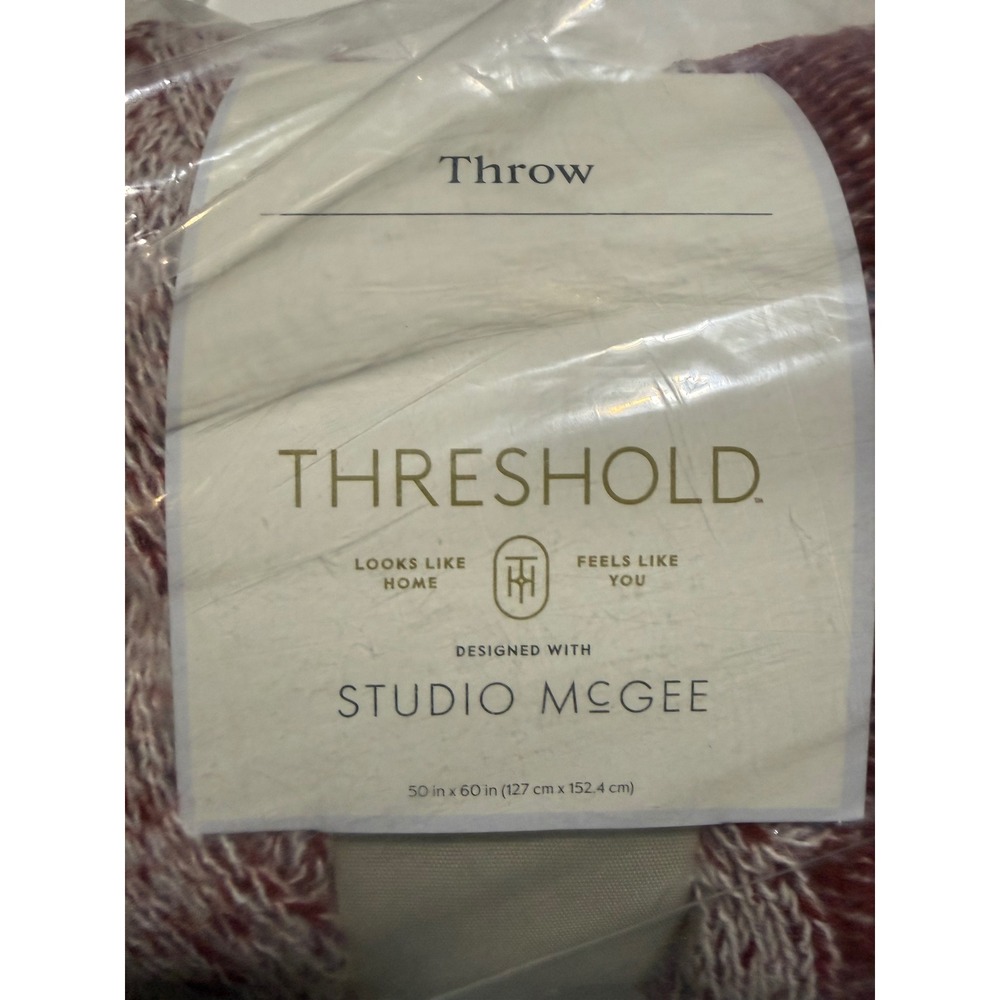 Threshold Studio McGee Cable Knit Throw‎ Blanket Marled Rose Pink 50x60 NEW